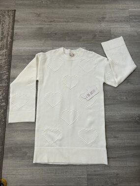 J for Justify Ivory Heart-Pattern Crewneck Sweater